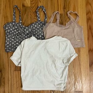 3 cropped tank tops and cropped shirt
